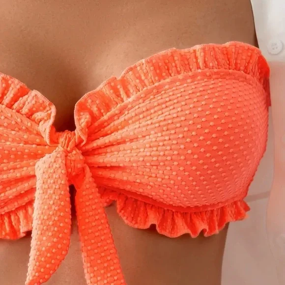 Orange Tie Front Bandeau High Waist
Bikini Set - Picture 3 of 6